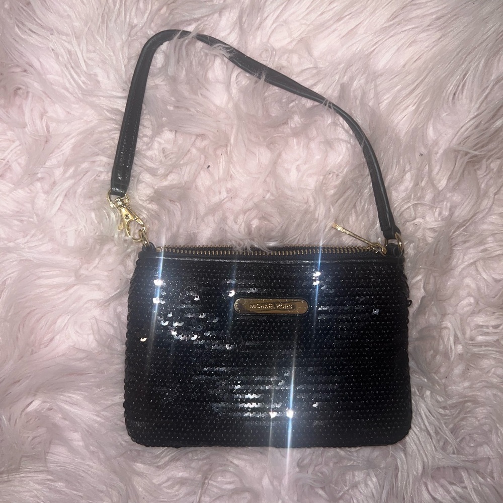 Micheal Kors black sequins Wristlet Mini Bag Wallet